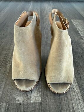 Coach Shoes Kate Brown Suede Buckle Heels Sandal Booties Size 7.5